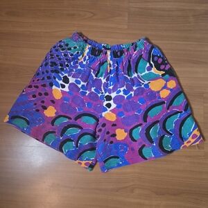 Ken Done Rare Vintage 80s Art To Wear  Abstract Patterned Shorts Large